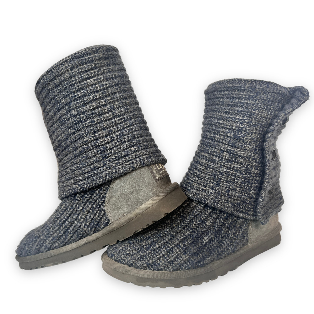 UGG Australia Classic 5819 Cardy Blue/Gray Knit Sweater Boots Sz 7 - Picture 9 of 11